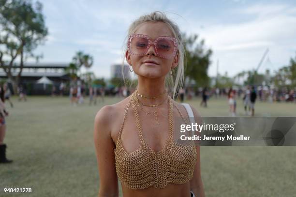 Coachella guest during day 3 of the 2018 Coachella Valley Music & Arts Festival Weekend 1 on April 15, 2018 in Indio, California.