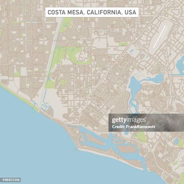 stockillustraties, clipart, cartoons en iconen met costa mesa californië vs straat kaart - costa mesa