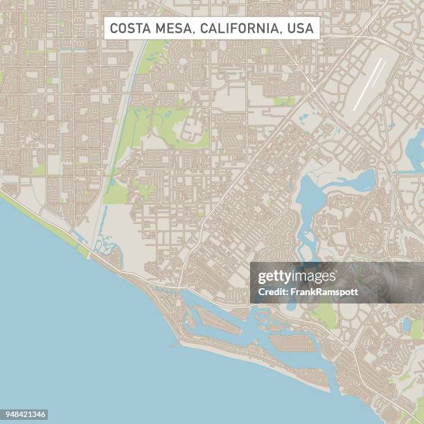 加利福尼亞州美國城市街道地圖 - costa mesa 幅插畫檔、美工圖案、卡通及圖標