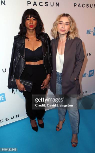 Actress Monique Coleman and Olesya Rulin attend Party with a Purpose x PacSun WE Day pre-party at The Peppermint Club on April 18, 2018 in Los...