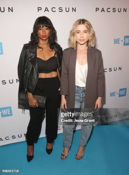 Monique Coleman and Olesya Rulin attend Party with a Purpose, the Official Pre-Party to WE Day California at The Peppermint Club on April 18, 2018 in...