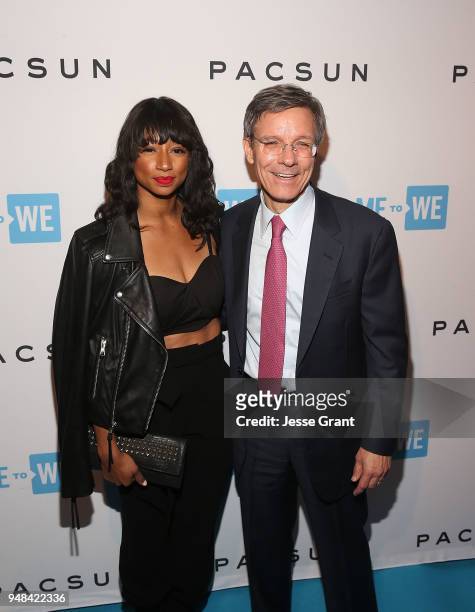 Monique Coleman and Allstate CEO, Thomas Wilson attend Party with a Purpose, the Official Pre-Party to WE Day California at The Peppermint Club on...