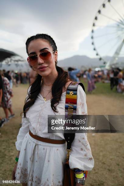 Tamara Kalinic wearing a dior bag during day 3 of the 2018 Coachella Valley Music & Arts Festival Weekend 1 on April 15, 2018 in Indio, California.