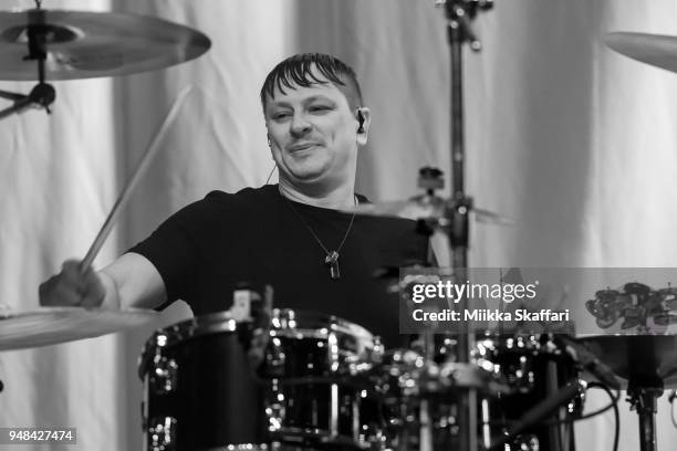 Ray Luzier performs with Jonathan Davis at The Fillmore on April 18, 2018 in San Francisco, California.