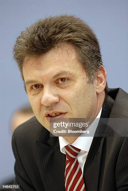 Werner Gatzer, State Secretary in the Federal Ministry of Finance speaks at a 2006 German budget news conference in Berlin, German, Wednesday,...