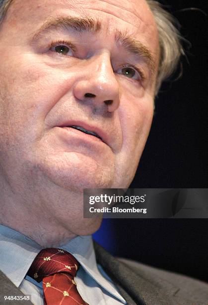 Mitsubishi Fuso Truck & Bus Corp. President Harald Boelstler listens at a press conference in Tokyo, Monday, November 28, 2005. Fuso, 85 percent...