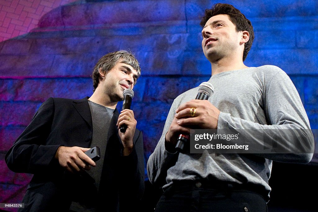 Larry Page, left, and Sergey Brin, co-founders of Google Inc