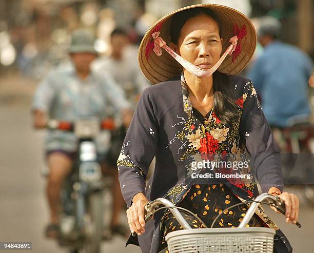 Woman rides a bike in Chau Doc, Vietnam, on November 21, 2005. Vietnam, which had initially hoped to join the WTO by the end of 2005, no longer...