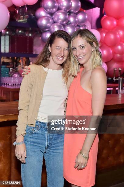 Phoebe Dean and Emily Schuman attend Cupcakes and Cashmere Ten Year Anniversary Party at Trunk Club on April 18, 2018 in Culver City, California.