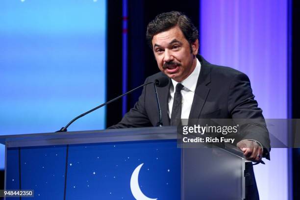 Al Madrigal speaks onstage during the CASA Of Los Angeles' 2018 Evening To Foster Dreams Galaat The Beverly Hilton Hotel on April 18, 2018 in Beverly...