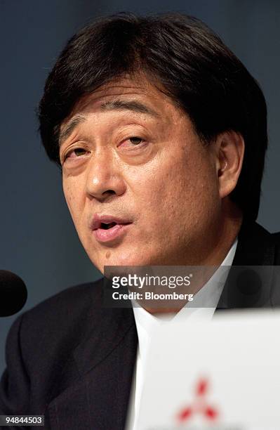 Mitsubishi Motors Corp. President Osamu Masuko speaks to reporters at a press briefing in Tokyo on Friday, January 28, 2005. Masuko was promoted to...