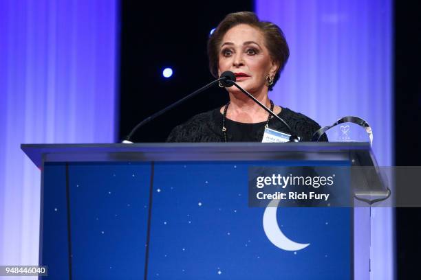 Judy Beckmen speaks onstage during the CASA Of Los Angeles' 2018 Evening To Foster Dreams Galaat The Beverly Hilton Hotel on April 18, 2018 in...