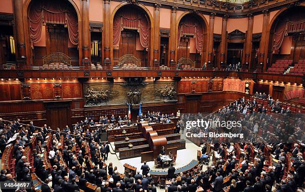 The Italian chamber of deputies meets during their first session of parliament in Rome, Italy, on Tuesday, April 29, 2008. The Italian parliament...