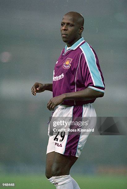 Titi Camara of West Ham in action during the FA Carling Premier League match against Leicester City played at Filbert Street in Leicester. Leicester...