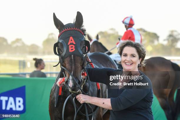 Crisis Point after winning the Werribee Open Range Zoo BM58 Handicap at Werribee Racecourse on April 19, 2018 in Werribee, Australia.