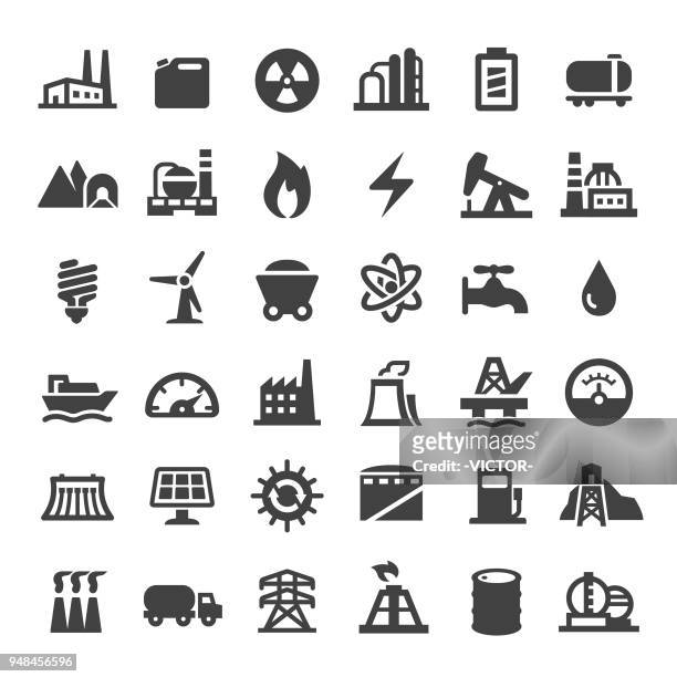 industry icons - big series - fuel and power generation stock illustrations