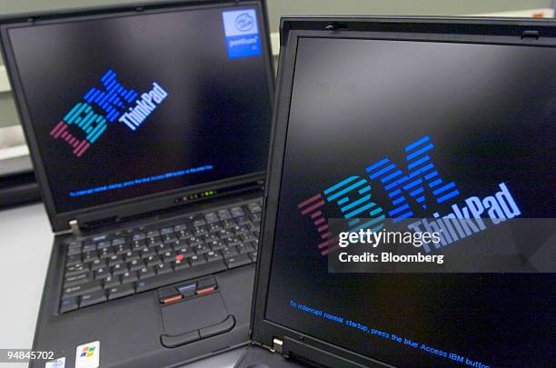 Two IBM ThinkPad laptop computers are pictured in New York on December 3, 2004. International Business Machines Corp., seeking to exit an industry it...
