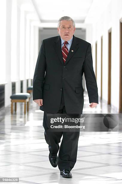 Andrzej Lepper. Leader of Samoobrona political party seen in his office in Warsaw, Poland, Wednesday, April 14, 2004. Lepper, leader of Poland's...