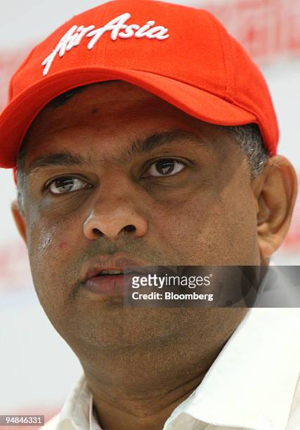 Tony Fernandes, chief executive officer of AirAsia Bhd., speaks during a news conference in Tokyo, Japan, on Thursday, Sept. 18, 2008. AirAsia Bhd.,...