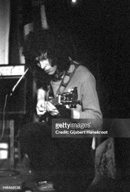 Guitarist Phil Miller of English progressive rock band Hatfield and the North performs on stage, Pardiso, Amsterdam, circa 1974.