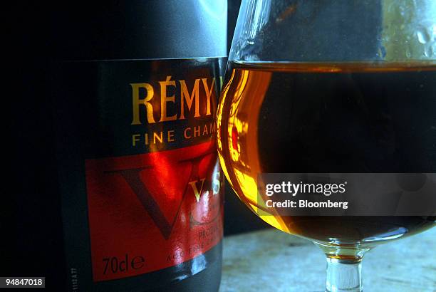 Glass of Remy Martin cognac sits on a bar in Paris, France, on Monday, Nov. 24, 2008. Remy Cointreau announce first-half earnings on Tuesday.