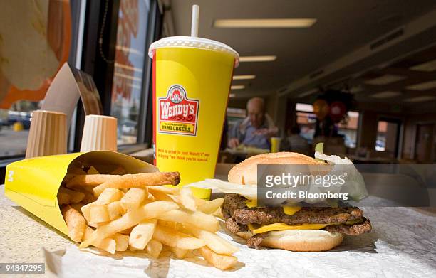 Triple cheeseburger combo is arranged for a photograph in a Wendy's restaurant in Littleton, Colorado, U.S., on Thursday, April 24, 2008. Billionaire...