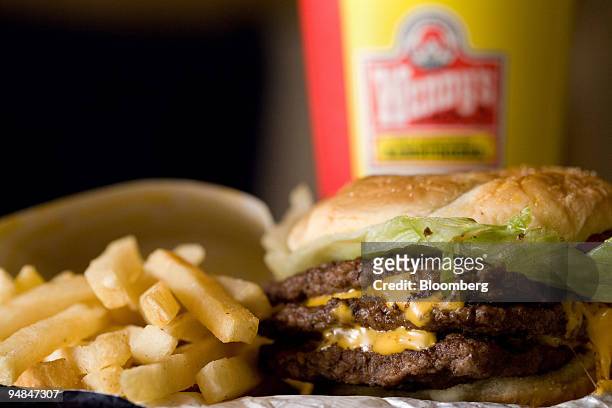 Triple cheeseburger combo is arranged for a photograph in a Wendy's restaurant in Littleton, Colorado, U.S., on Thursday, April 24, 2008. Billionaire...