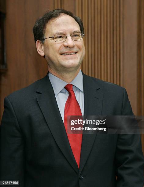 The newest associate justice of the Supreme Court, Samuel A. Alito Jr., stands during an informal photo session in a reception room at the high court...