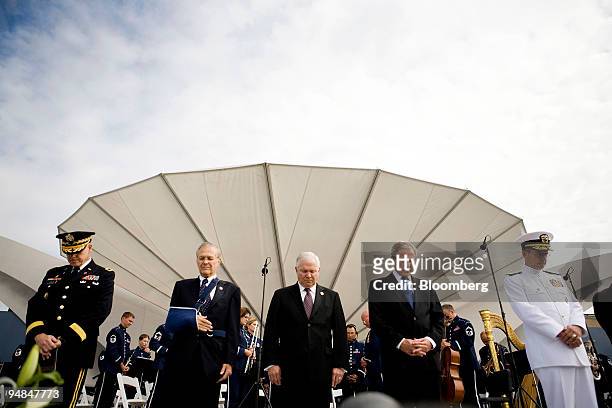 Major General Douglas Carver, U.S. Army Chief of Chaplains, left, Donald Rumsfeld, former U.S. Secretary of defense, second from left, Robert Gates,...