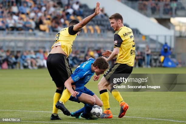 Adil Auassar of Roda JC, Sam Lammers of PSV, Patrick Banggaard of Roda JC during the Dutch Eredivisie match between Roda JC v PSV at the Parkstad...