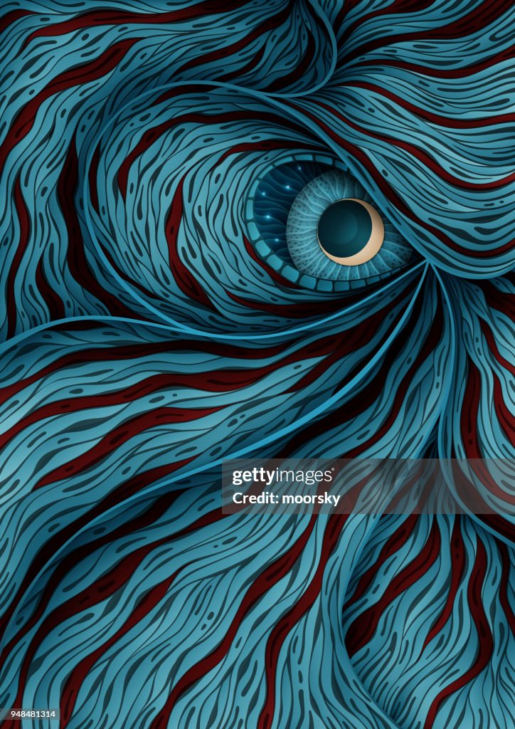 Background illustration with mystic monster eye