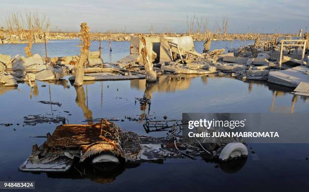 By Oscar Laski Picture showing the ruins in Lago Epecuen village, some 600 km southwest of Buenos Aires, taken on May 3, 2011 after the place...