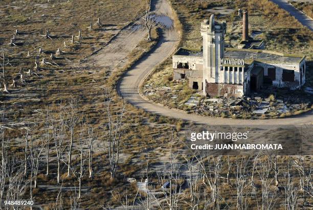 By Oscar Laski Picture of the former slaughterhouse of Lago Epecuen village, some 600 km southwest of Buenos Aires, taken on May 4, 2011 after the...