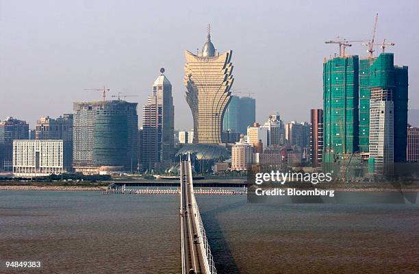 Casinos rise from the skyline of Macau, China, on Wednesday, Nov. 19, 2008. Wynn Resorts Ltd. Chairman Steve Wynn said he's in "complete...