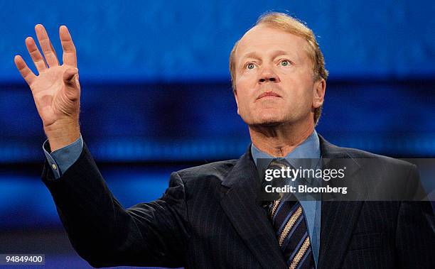 John Chambers, president and chief executive officer of Cisco Systems Inc., gives a keynote address at the RSA conference in San Jose, California,...