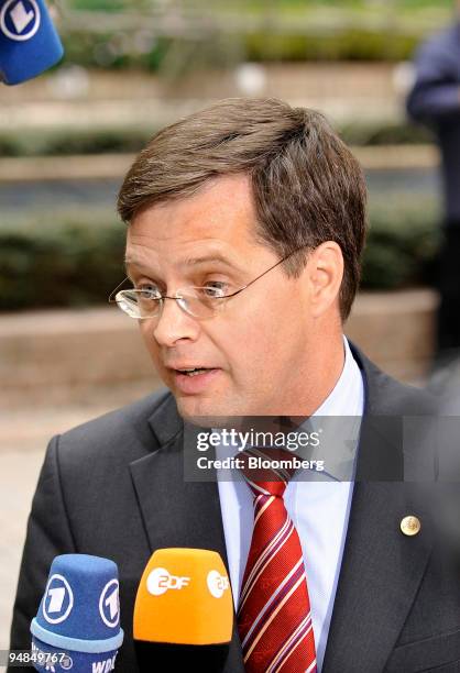 Jan Peter Balkenende, the Dutch prime minister, arrives for an informal summit of European heads of state at the EU Council building in Brussels,...
