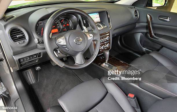 The interior of a 2009 Nissan Maxima is displayed for a photograph in Cary, North Carolina, U.S., on Monday, June 2, 2008. The five-passenger sedan...