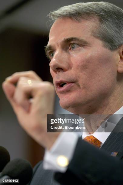 Trade Representative Rob Portman briefs the media about the results of a comprehensive top-to-bottom review of the US-China trade policy during a...