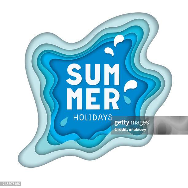 illustrations, cliparts, dessins animés et icônes de papier découpé des vacances d’été - lagon