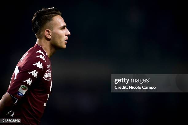 Simone Edera of Torino FC looks on during the Serie A football match between Torino FC and AC Milan. The match ended in a 1-1 tie.