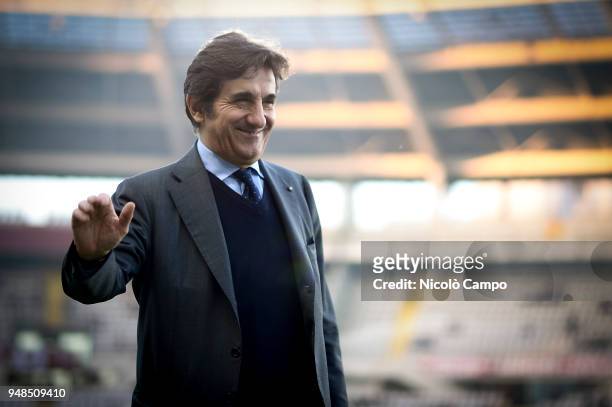 Urbano Cairo, president of Torino FC, gestures prior to the Serie A football match between Torino FC and AC Milan. The match ended in a 1-1 tie.