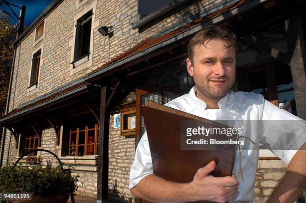 Christophe Faivre, chef and owner of L'Auberge Gourmande in Velars-sur-Ouche in central France, poses on Thursday, December 2, 2004.