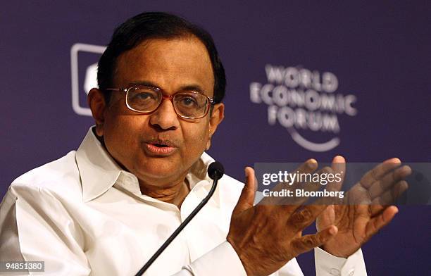 Palaniappan Chidambaram, India's finance minister, speaks at the India Economic Summit in New Delhi, India, on Tuesday, Nov. 18, 2008. India's...