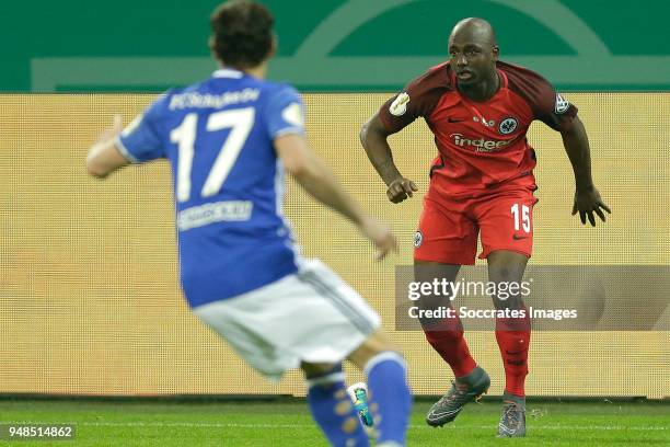 Jetro Willems of Eintracht Frankfurt during the German DFB Pokal match between Schalke 04 v Eintracht Frankfurt at the Veltins Arena on April 18,...