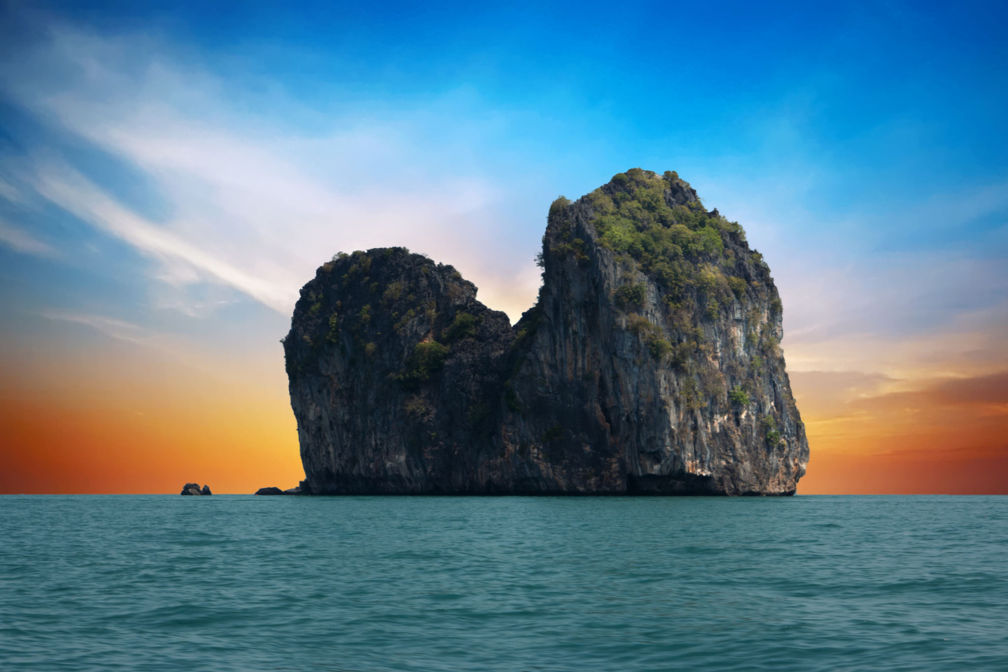 Ko Ma island, in front of Ko Ngai at sunset. Ko Lanta, Thailand. Ko Ma island, in front of Ko Ngai at sunset. Ko Lanta, Thailand.