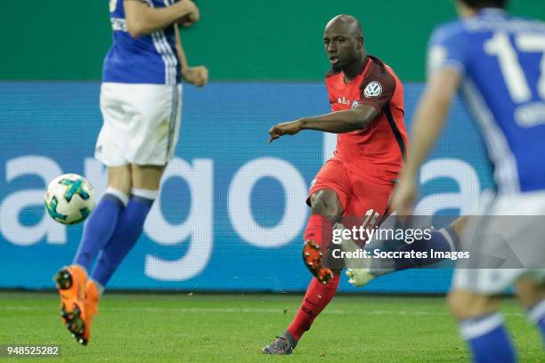 Jetro Willems of Eintracht Frankfurt during the German DFB Pokal match between Schalke 04 v Eintracht Frankfurt at the Veltins Arena on April 18,...