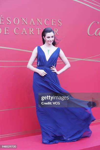 Ukrainian actress Larisa Bakurova poses on the red carpet of Cartier Banquet on April 17, 2018 in Taipei, Taiwan of China.