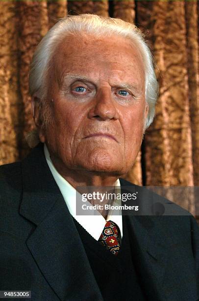 Billy Graham participates in a press conference in New York, Tuesday, June 21, 2005.