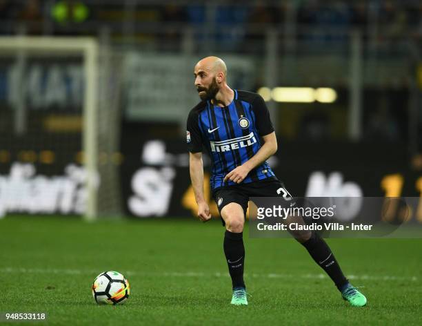 Borja Valero of FC Internazionale in action during the serie A match between FC Internazionale and Cagliari Calcio at Stadio Giuseppe Meazza on April...