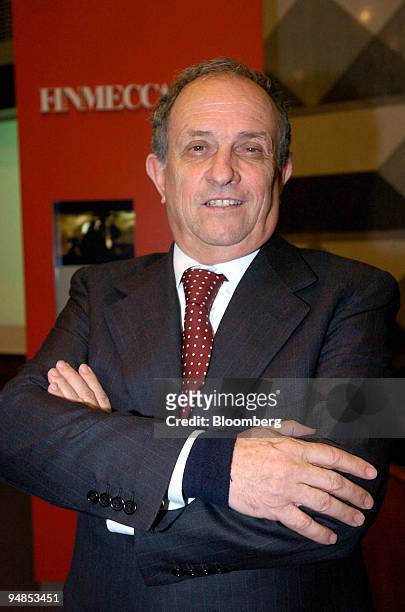 Pier Francesco Guarguaglini, chairman and co-chief executive of Finmeccanica SpA poses at a press conference in Milan, Italy, Monday, April 5, 2004....